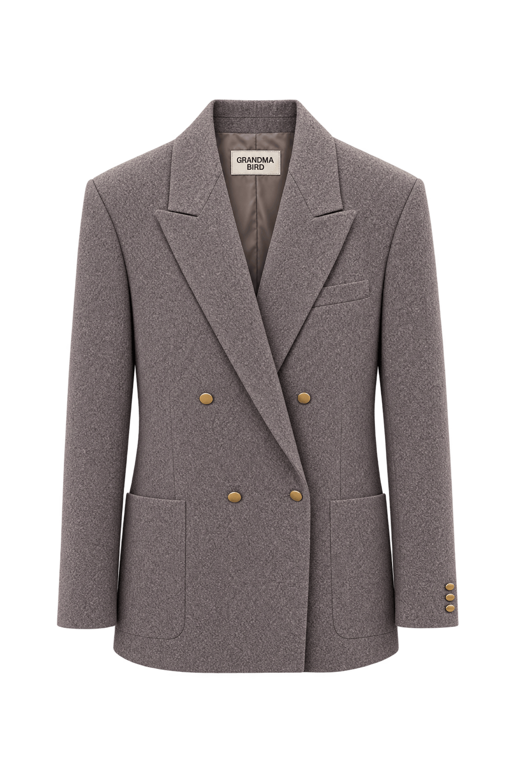 1990s Heathered Taupe-Gray Wool Blazer - Front View