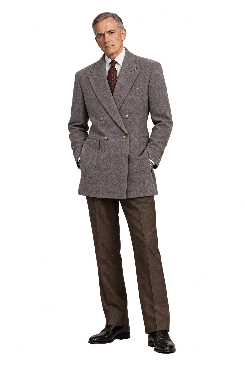 1990s Heathered Taupe-Gray Wool Blazer - Model
