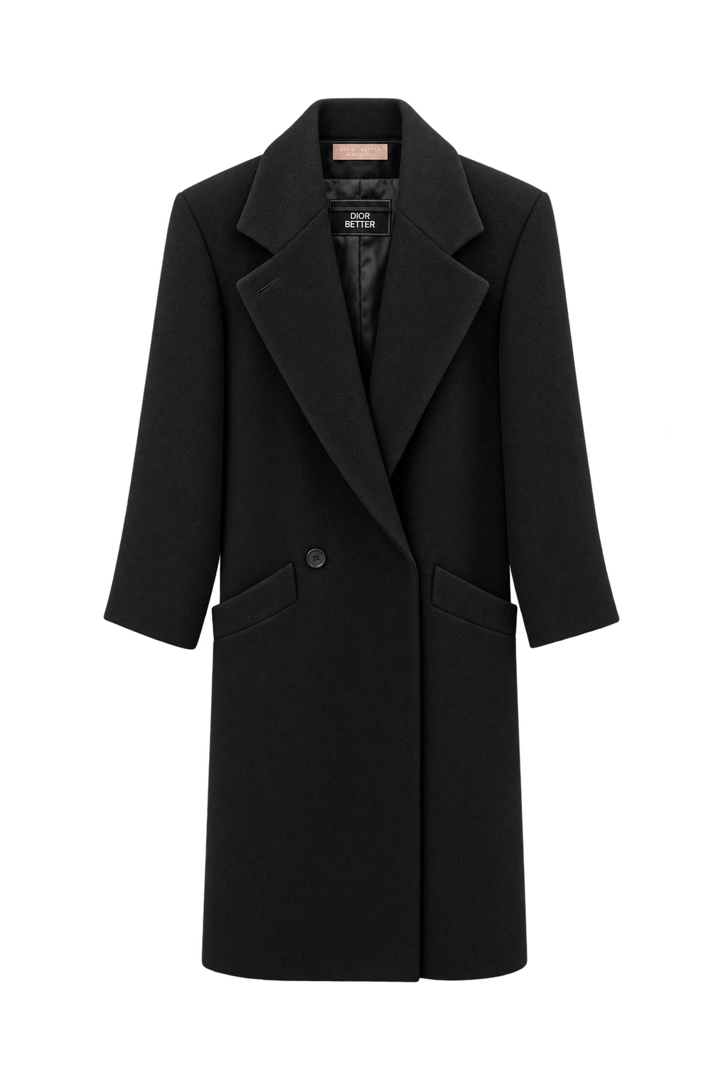 1990s Very Dark Brown-Black Wool Coat - Front View
