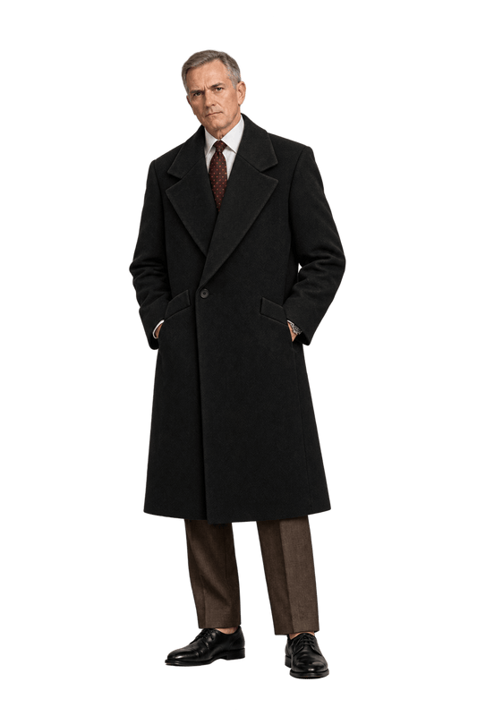 1990s Very Dark Brown-Black Wool Coat - Model