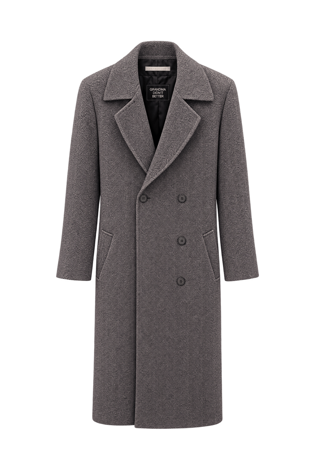 1990s Charcoal Brown Wool Coat - Front View