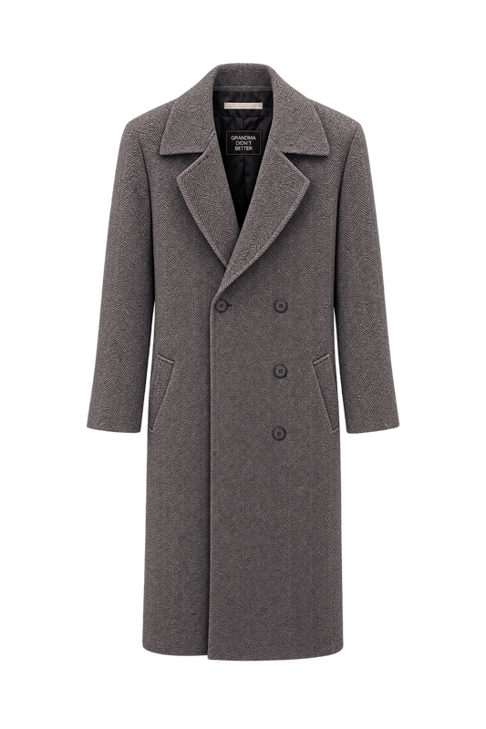 1990s Charcoal Brown Wool Coat - Front View