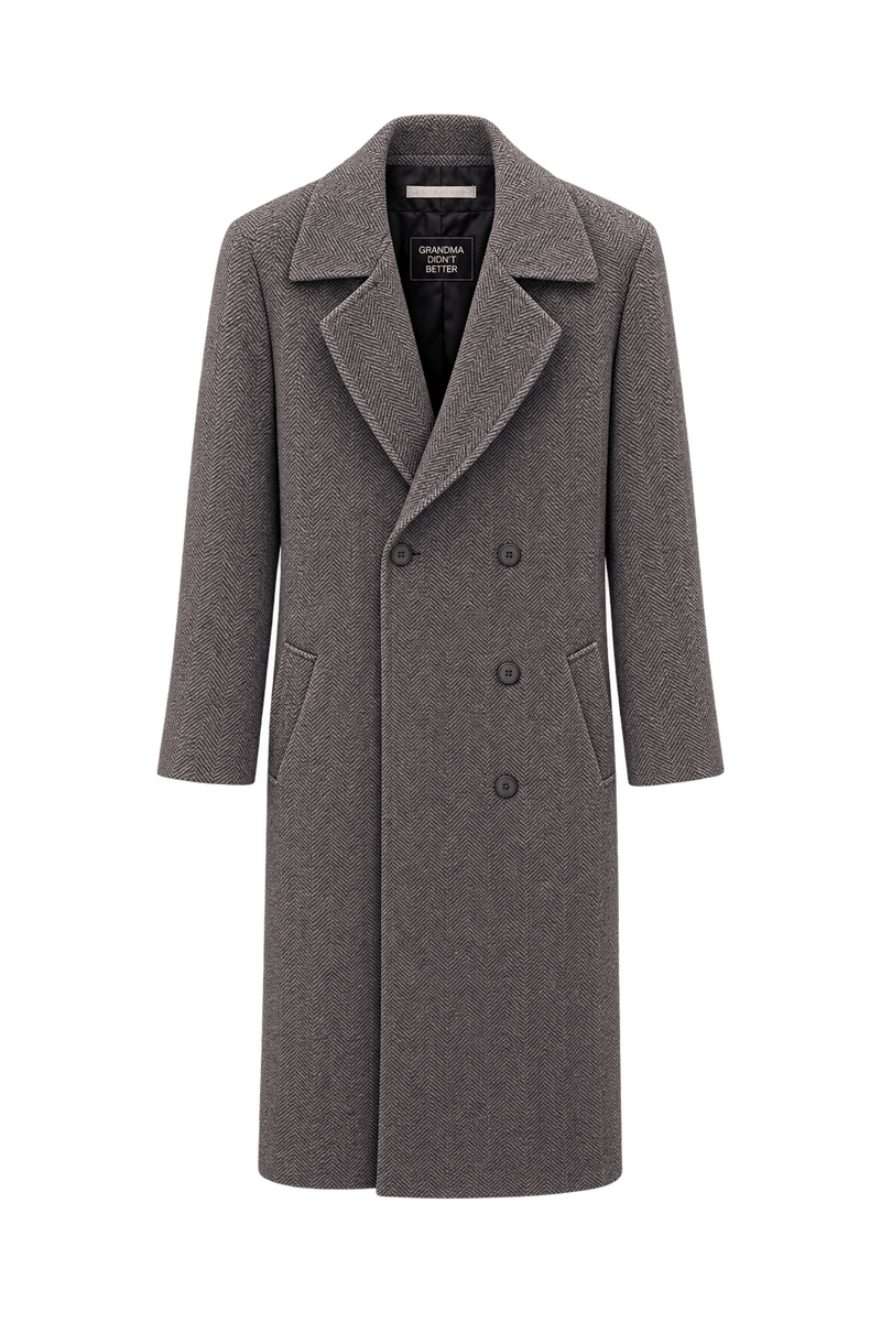 1990s Charcoal Brown Wool Coat - Front View