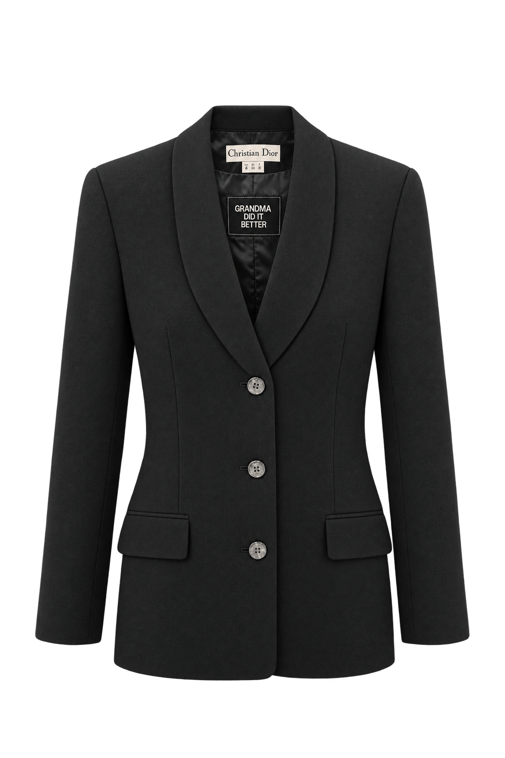 1990s Black Woven Blazer - Front View