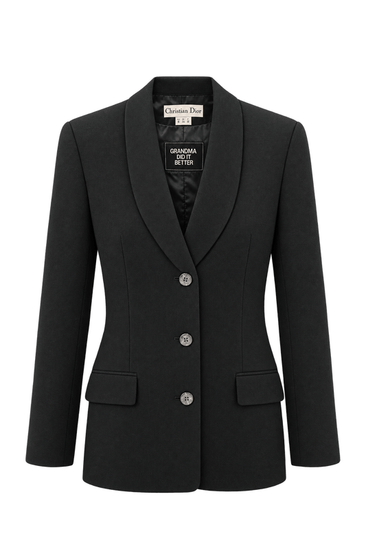 1990s Black Woven Blazer - Front View