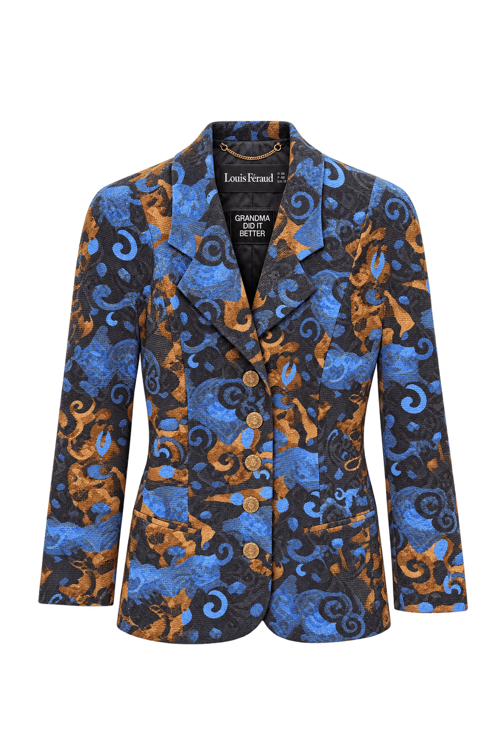 1980s Black Woven Suiting Fabric Blazer - Front View