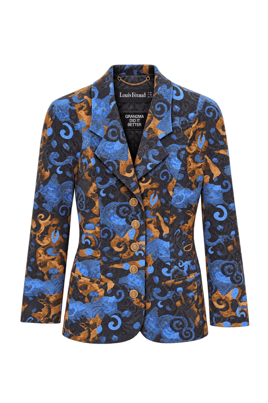 1980s Black Woven Suiting Fabric Blazer - Front View
