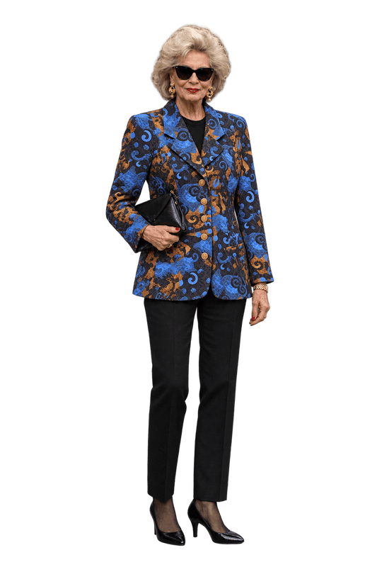 1980s Black Woven Suiting Fabric Blazer - Model