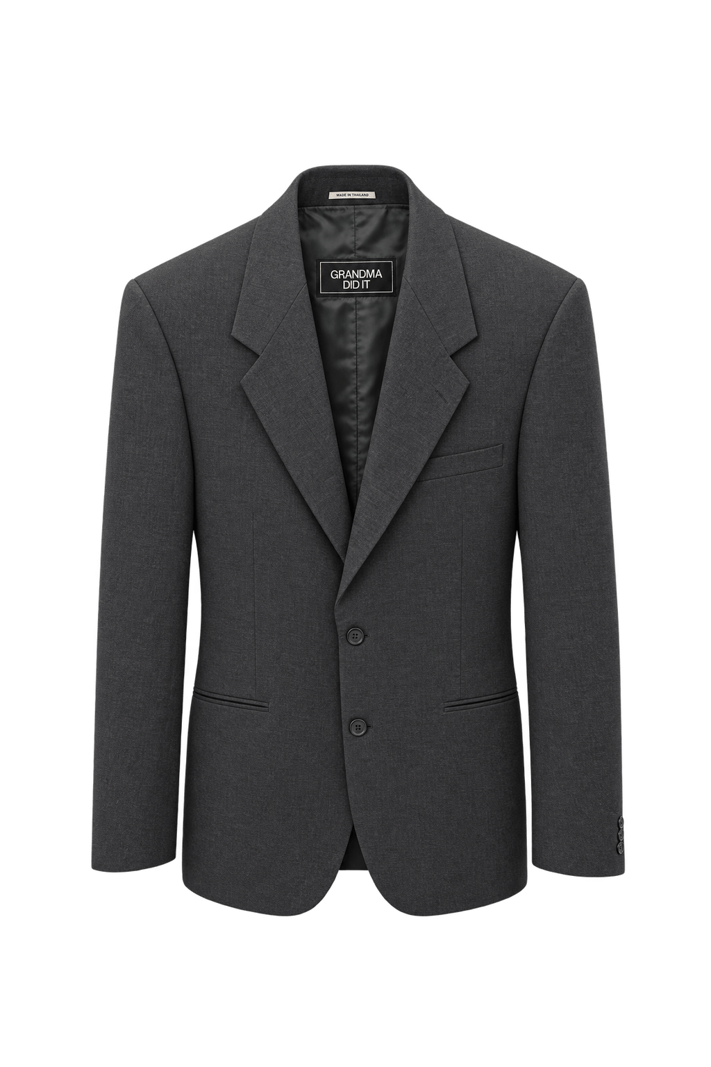 1980s Charcoal Brown Wool Blazer - Front View