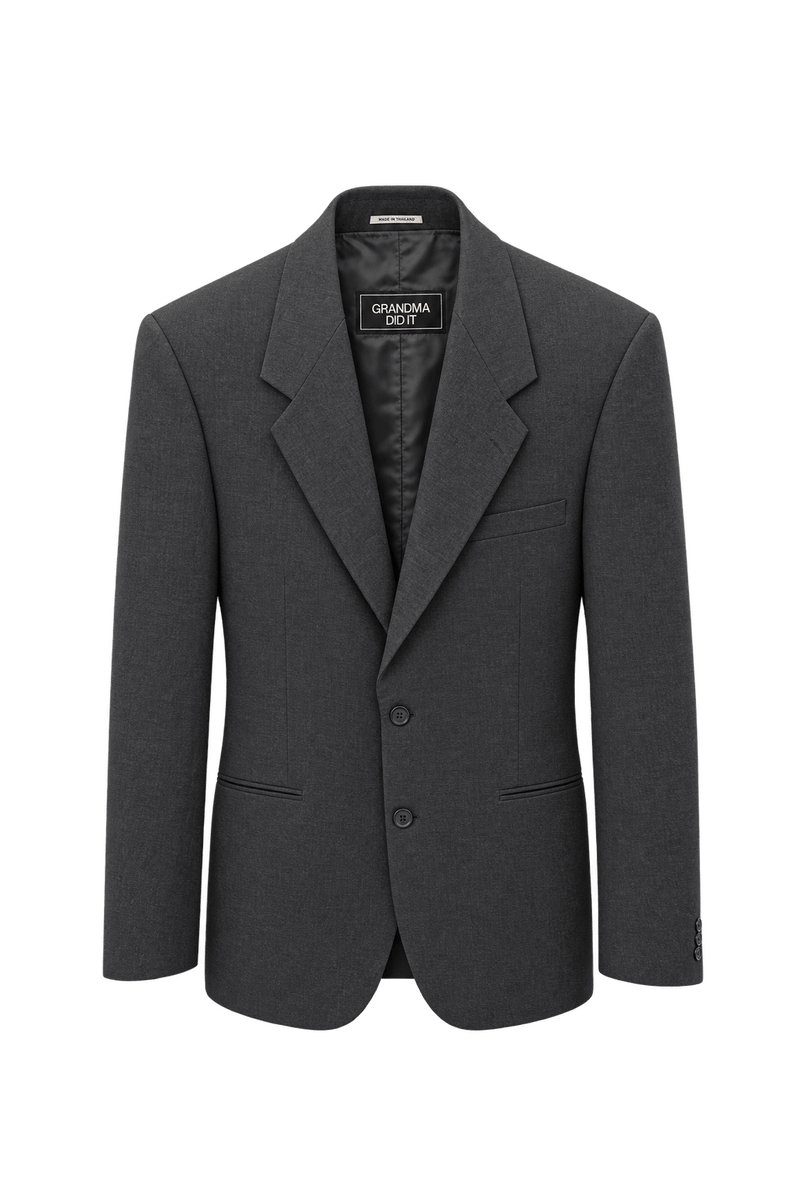1980s Charcoal Brown Wool Blazer - Front View