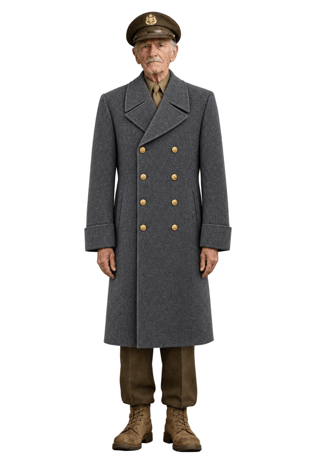 1940s Charcoal Gray Wool Coat - Model