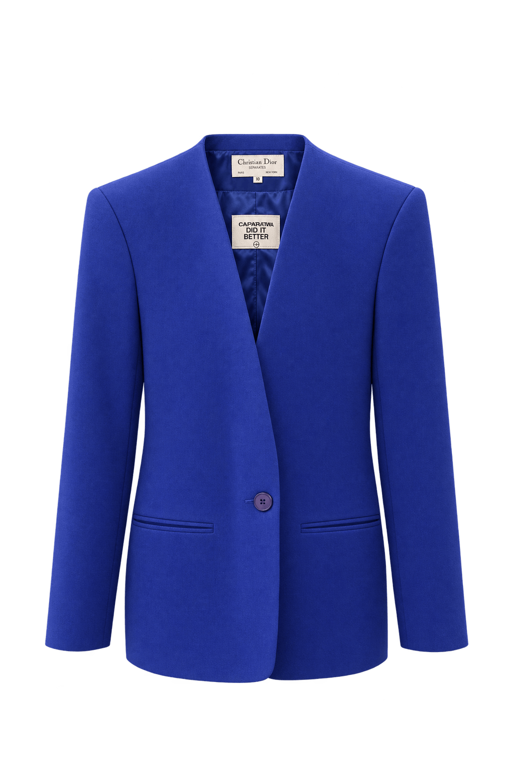 1980s Cobalt Blue Wool Blazer - Front View