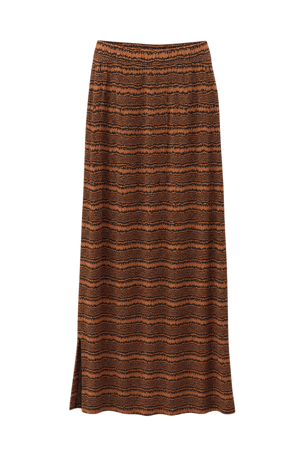1960s Rust Brown Black Knit Skirt - Front View