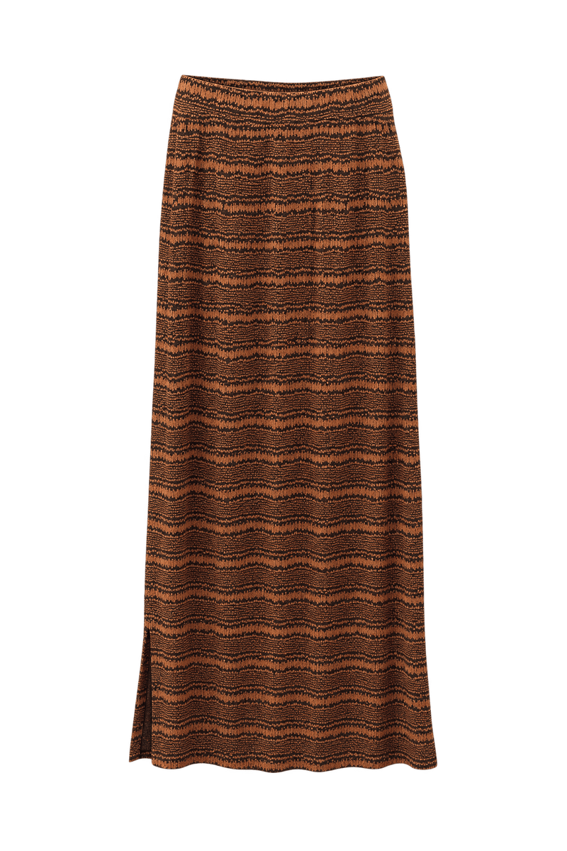 1960s Rust Brown Black Knit Skirt - Front View