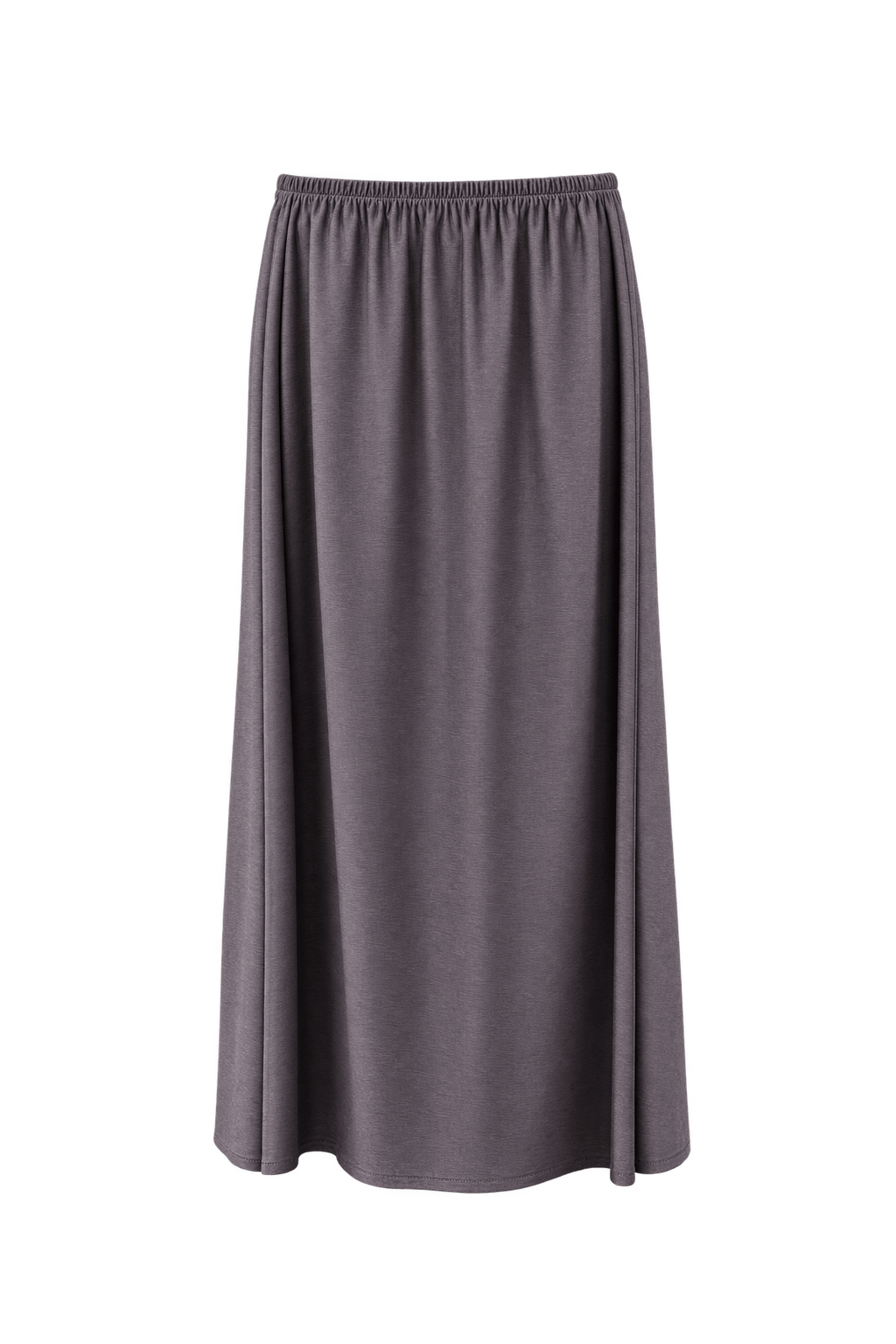 1990s Muted Mauve-Gray Synthetic Knit Skirt - Front View