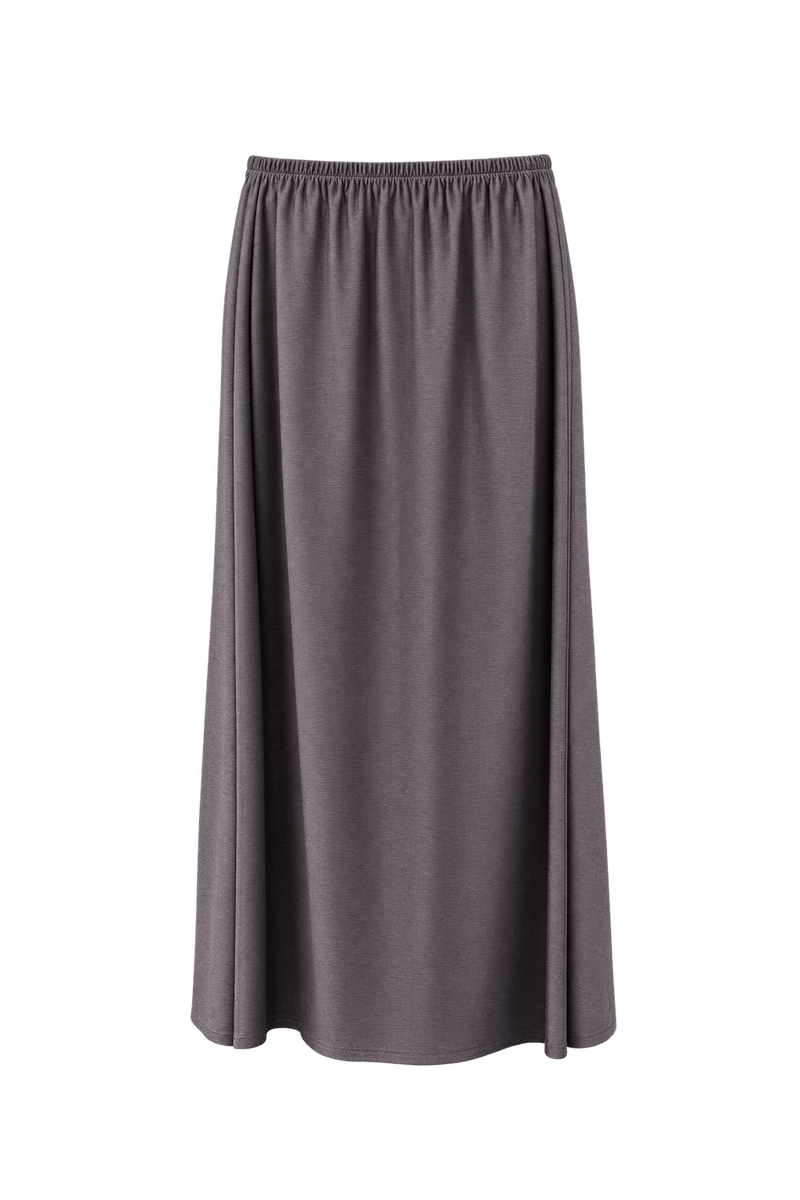 1990s Muted Mauve-Gray Synthetic Knit Skirt - Front View