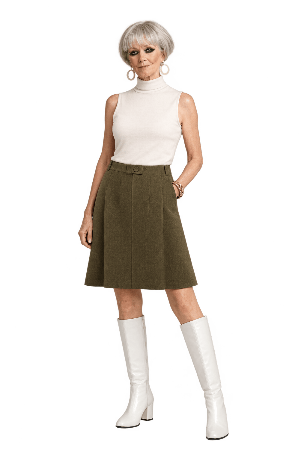 1960s Olive Brown Wool Skirt - Model