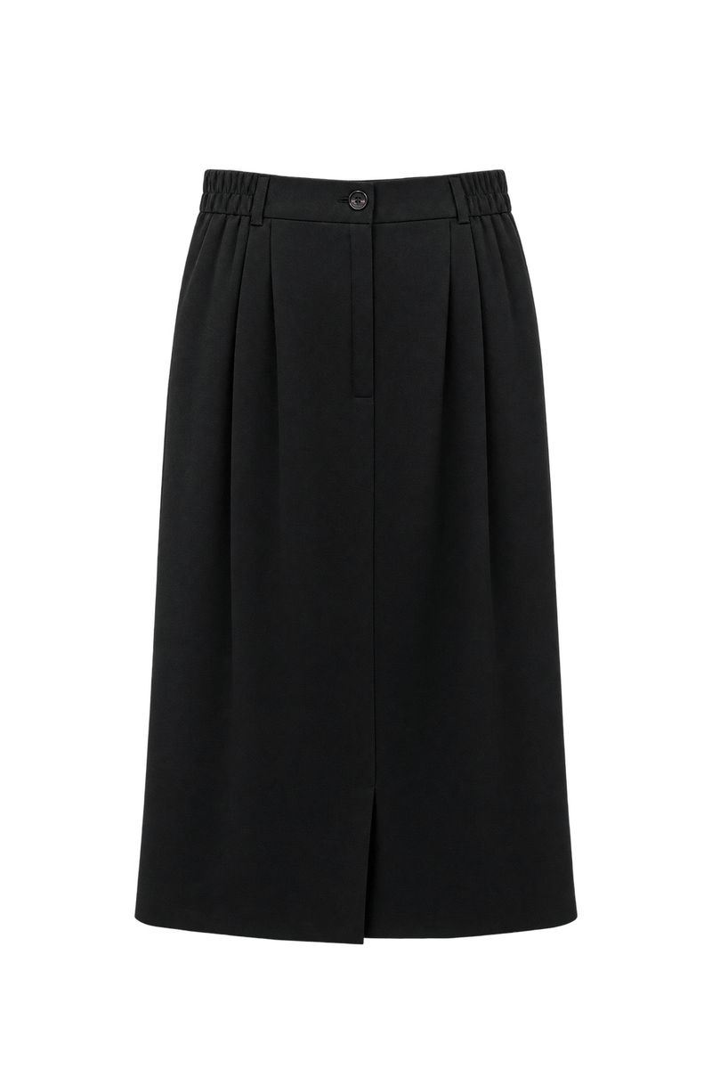 1960s Black Wool-Like Skirt - Front View