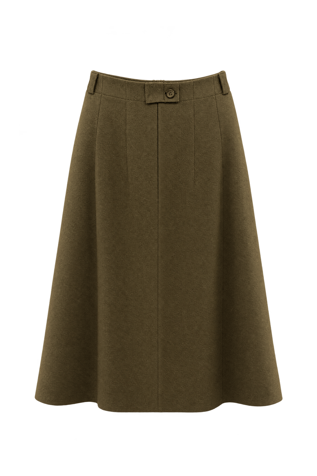 1960s Olive Brown Wool Skirt - Front View
