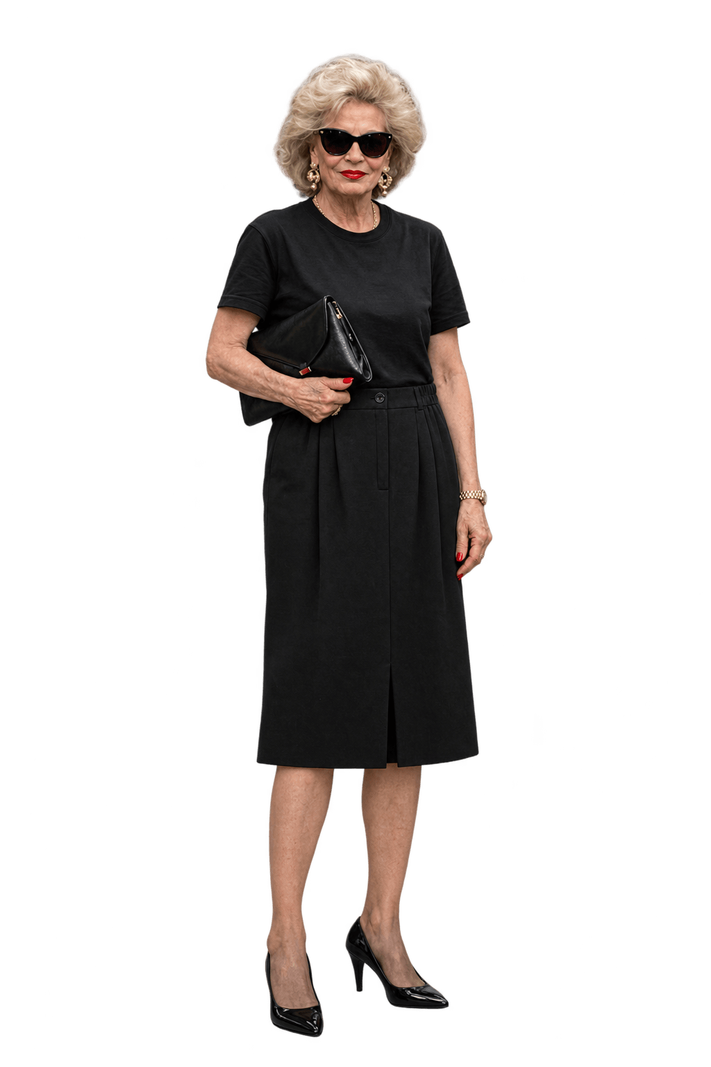 1960s Black Wool-Like Skirt - Model