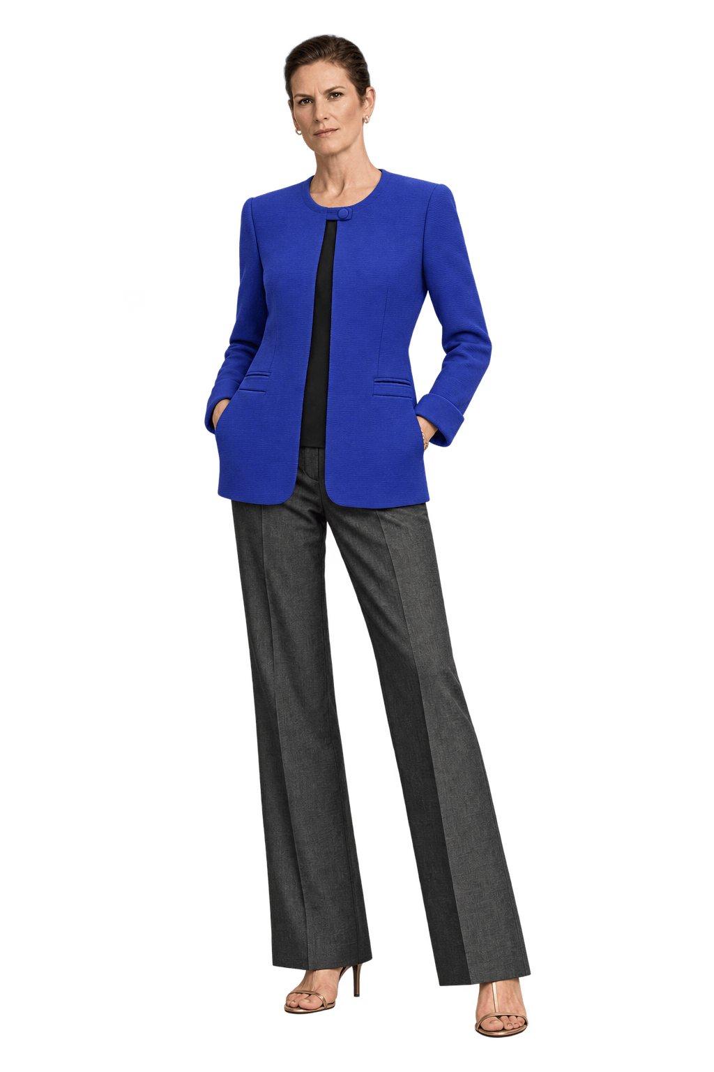 1990s Vivid Violet-Blue Ribbed Jacket - Model