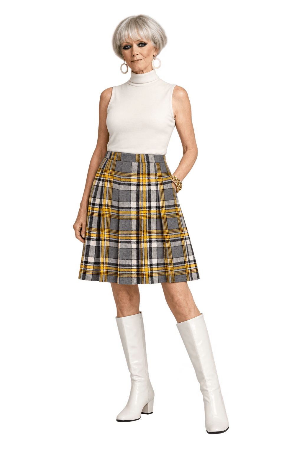 1960s Gray Wool-Textured Shorts - Model