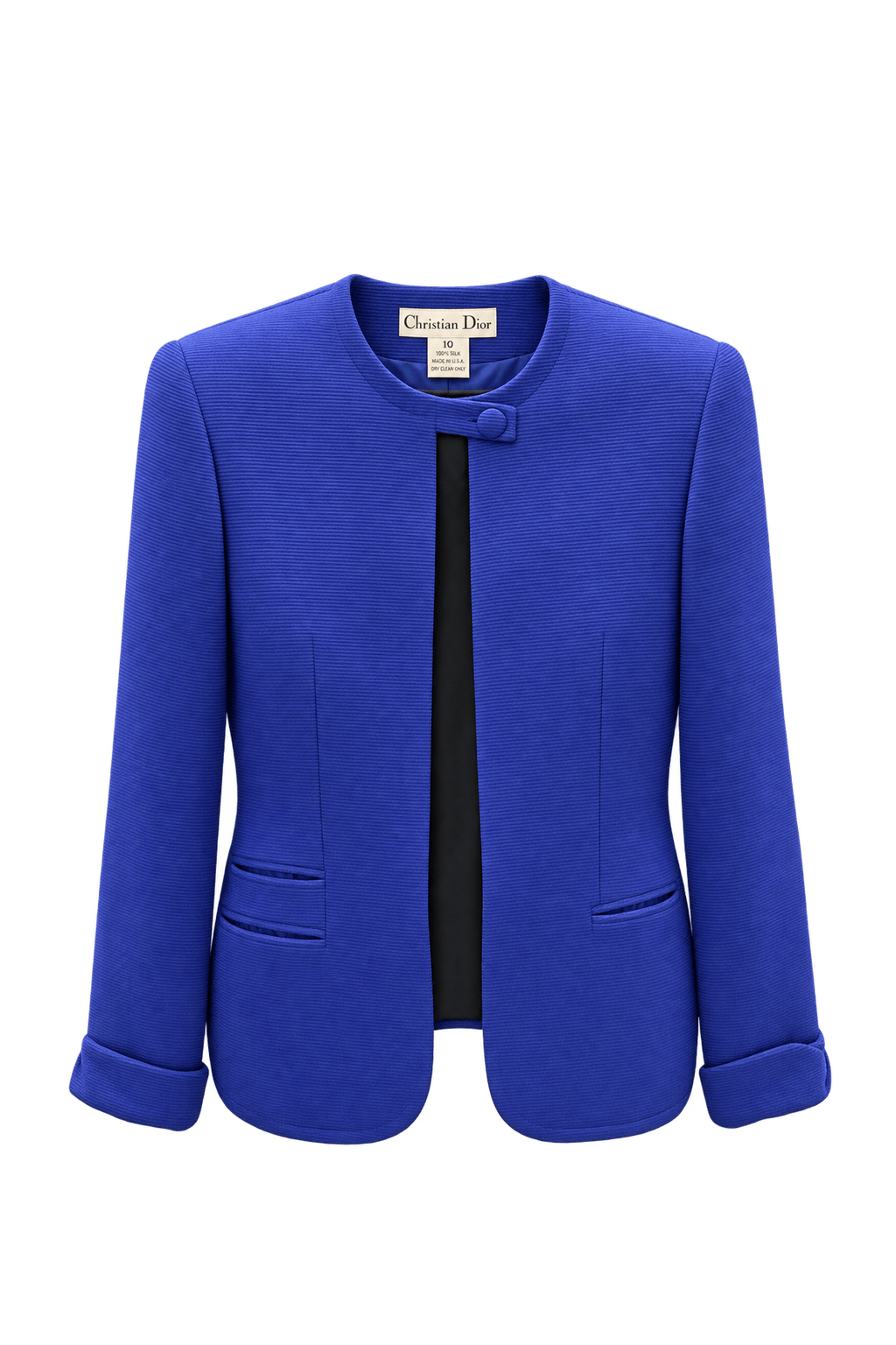 1990s Vivid Violet-Blue Ribbed Jacket - Front View