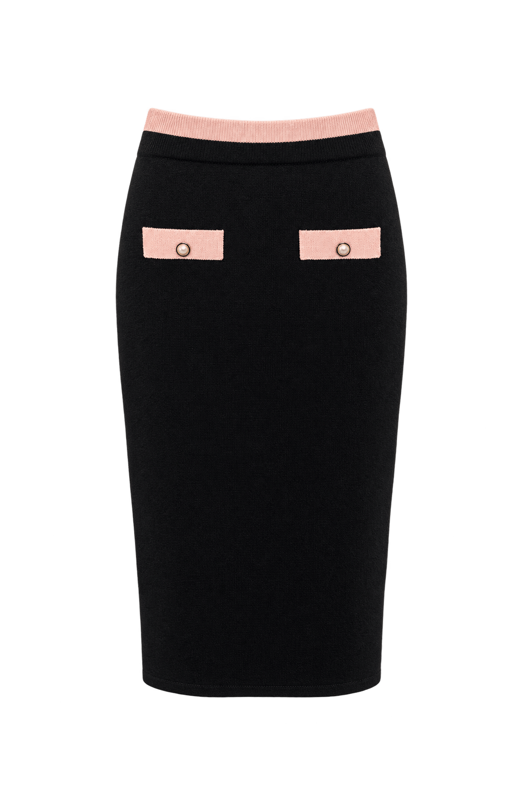 1980s Black Knit Skirt - Front View