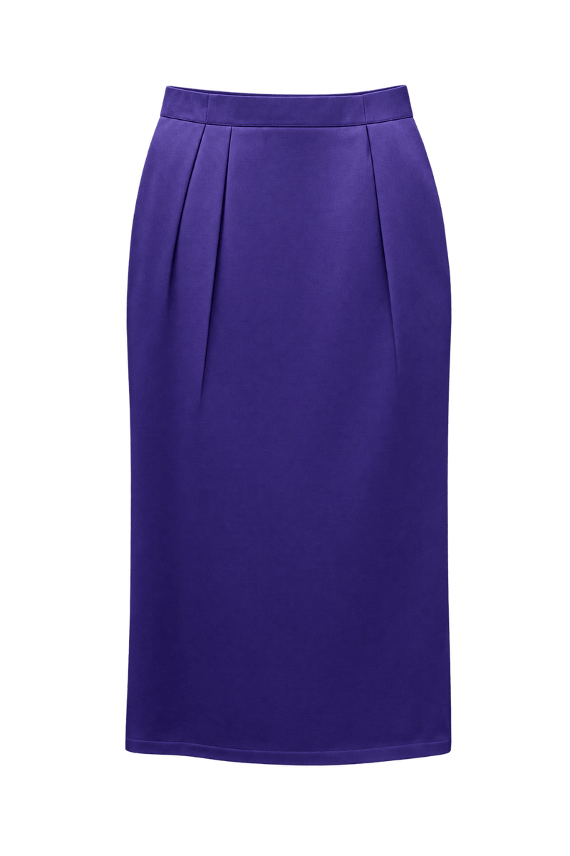 1980s Rich Violet Purple Synthetic Skirt - Front View