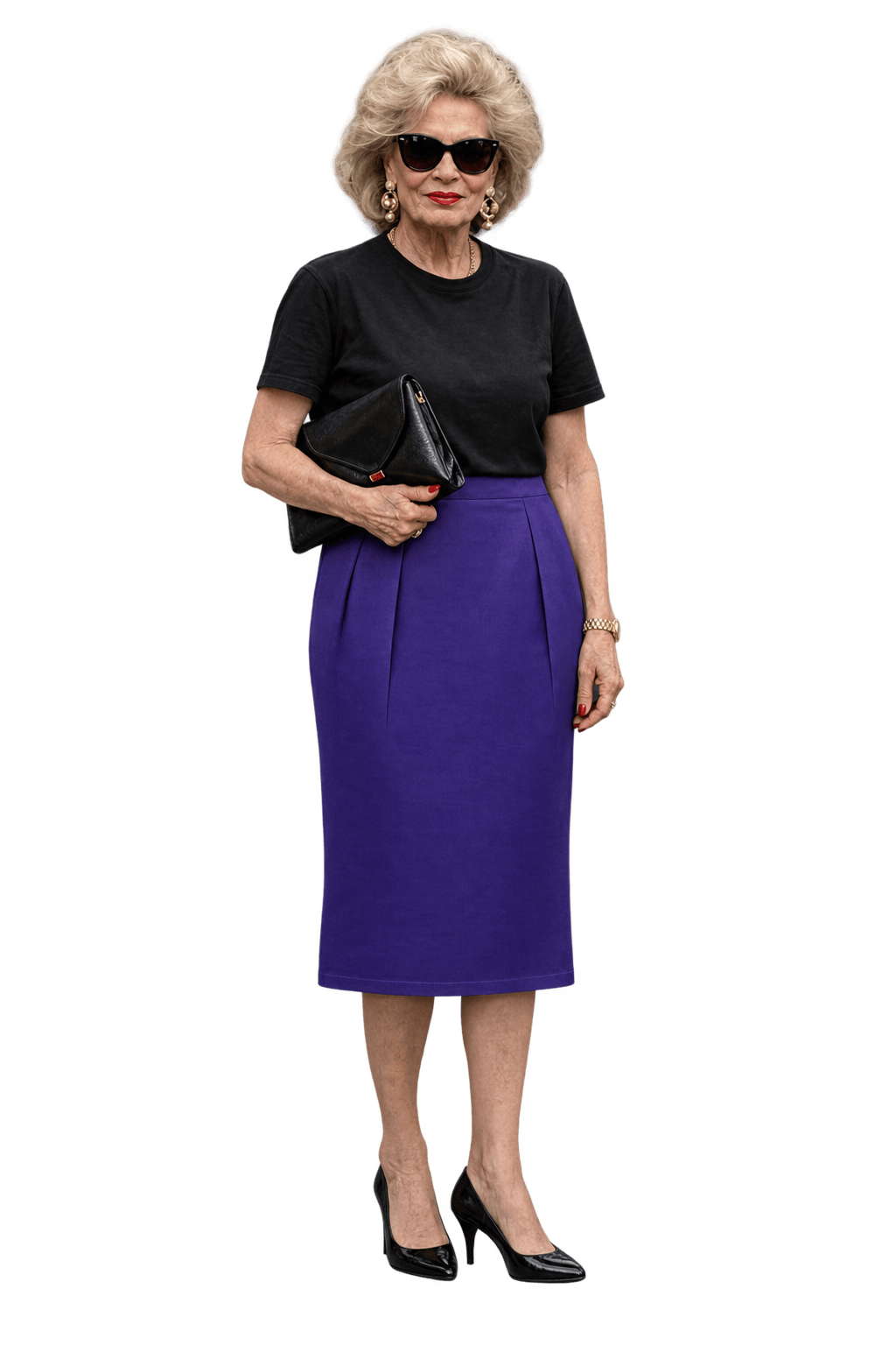 1980s Rich Violet Purple Synthetic Skirt - Model