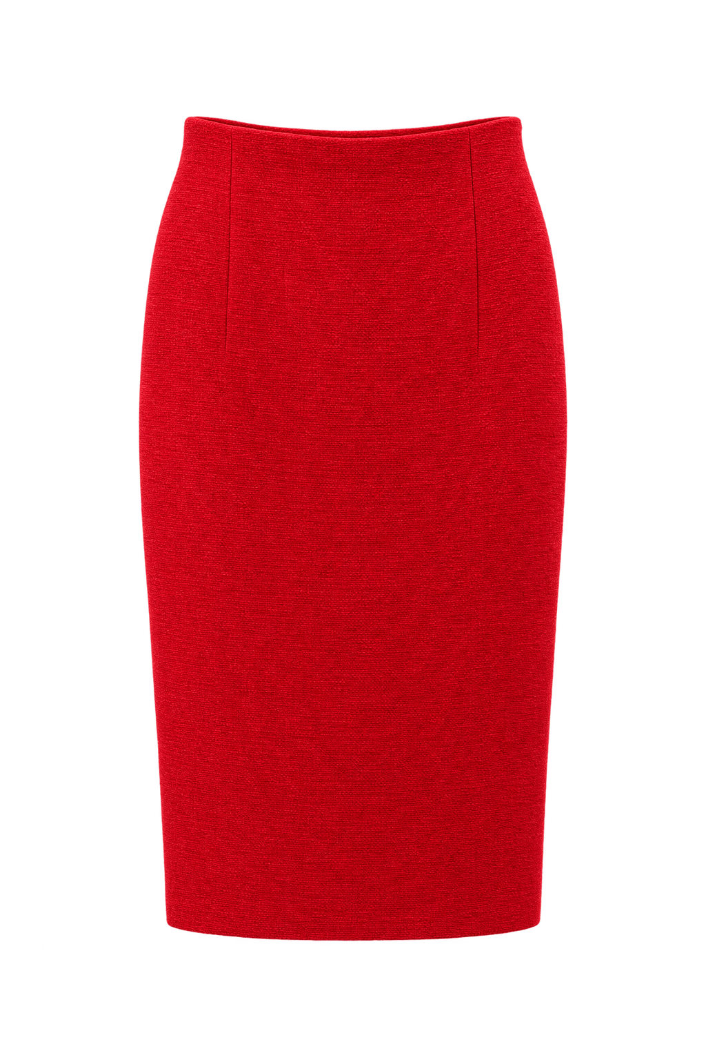 1980s Bright Cherry Red Wool Skirt - Front View