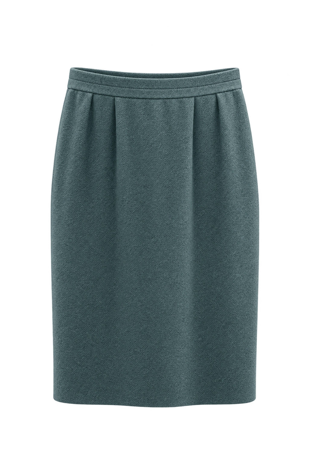 1980s Deep Teal Wool Skirt - Front View