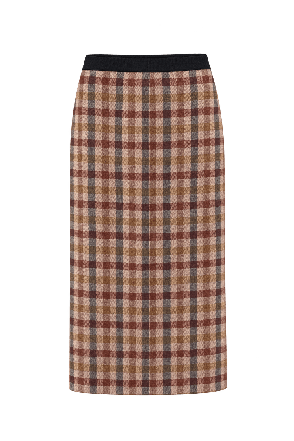 1970s Tan Brown Wool Skirt - Front View