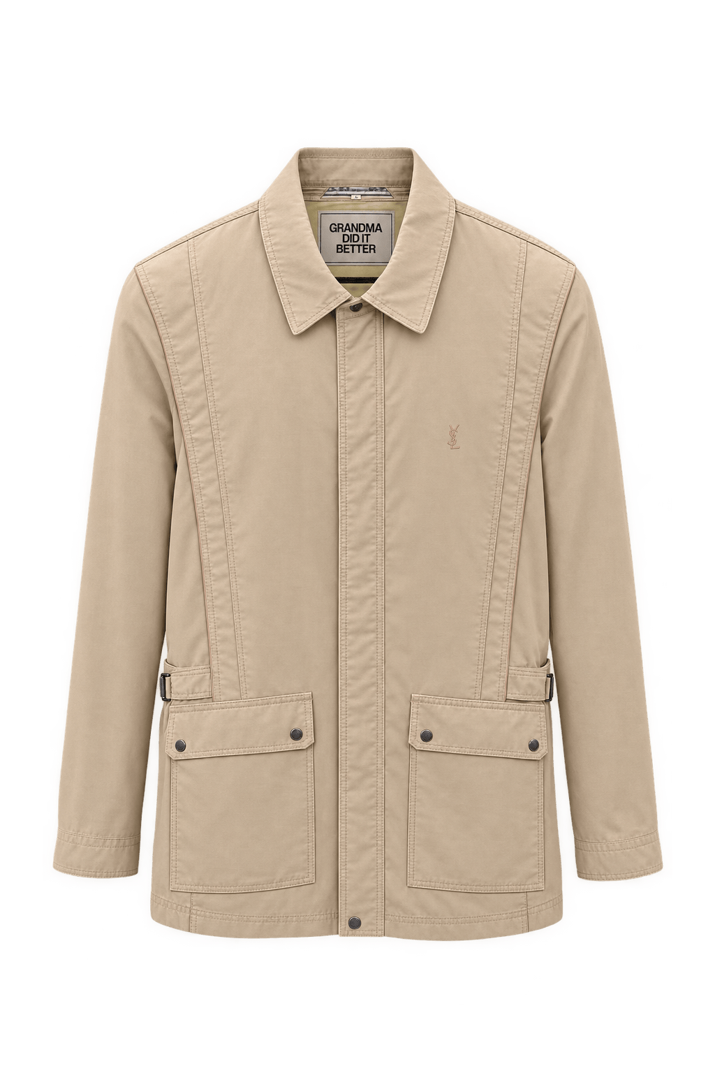 1980s Light Beige Cotton Jacket - Front View