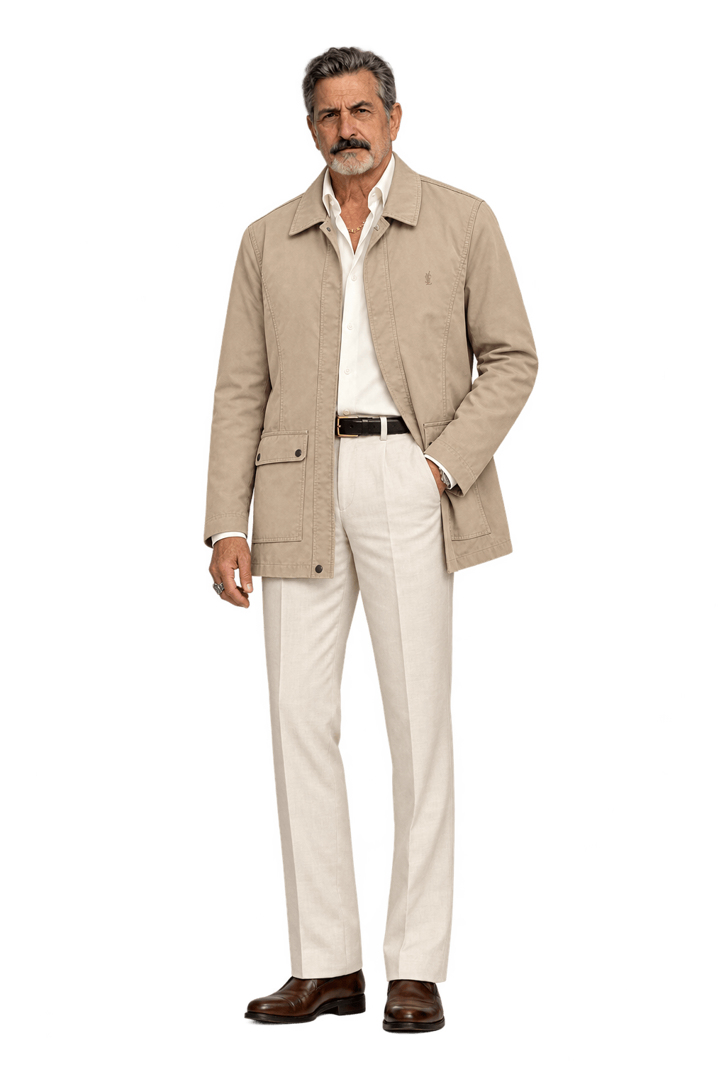 1980s Light Beige Cotton Jacket - Model