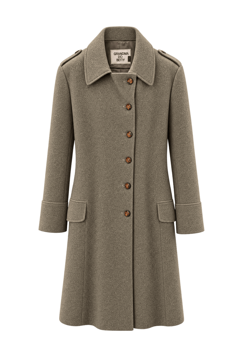 1930s Taupe Brown Wool Coat - Front View