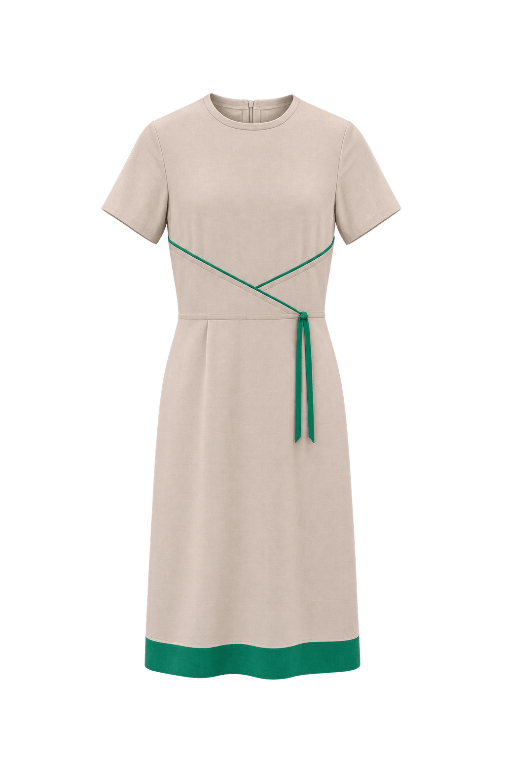 1960s Warm Cream Woven Dress - Front View