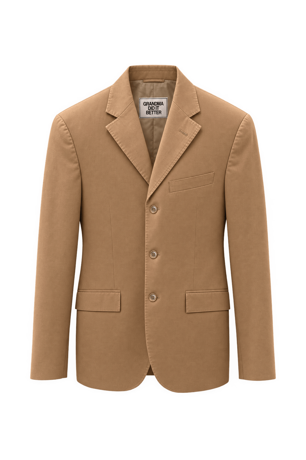 1990s Warm Camel Tan Cotton Blazer - Front View