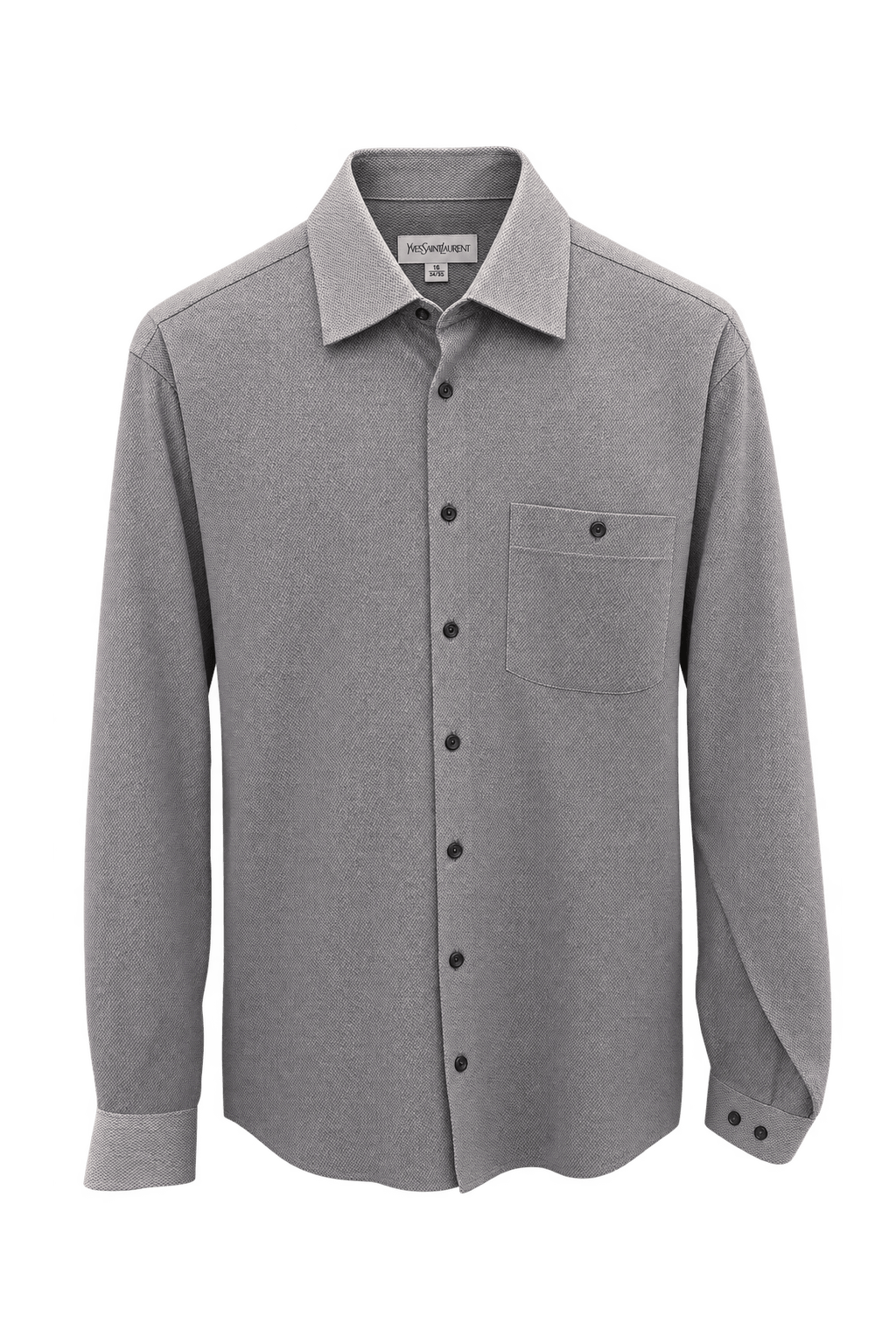 1980s Muted Grey Woven Button-Down Shirt - Front View