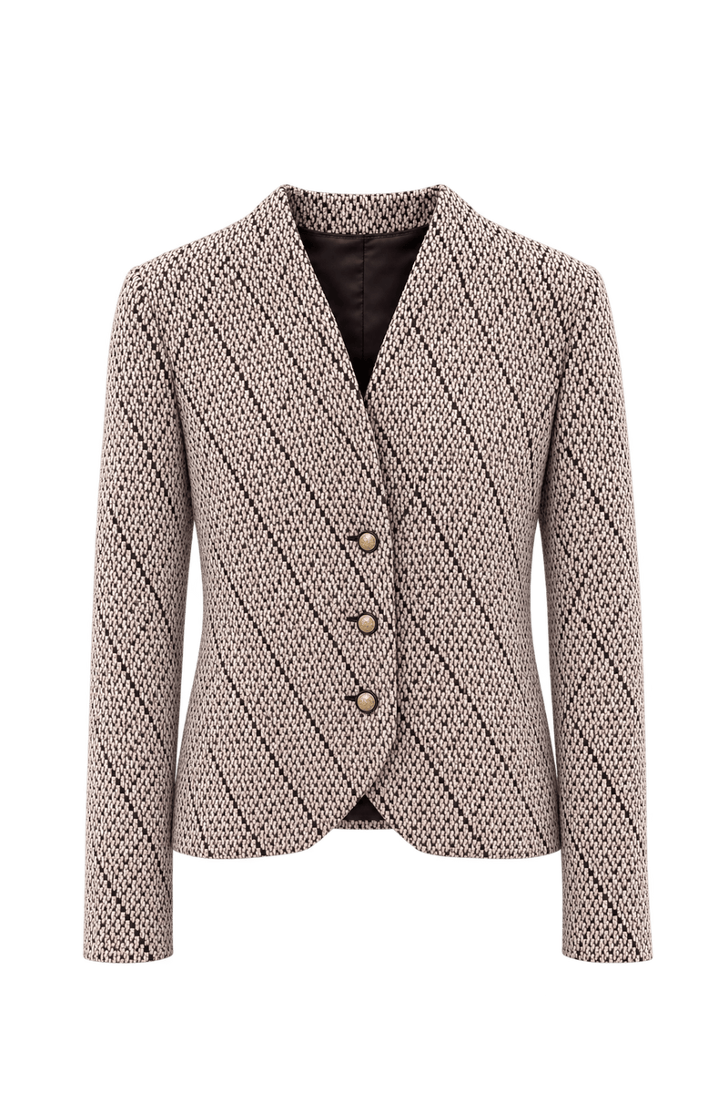 1980s Cream Woven Blazer - Front View