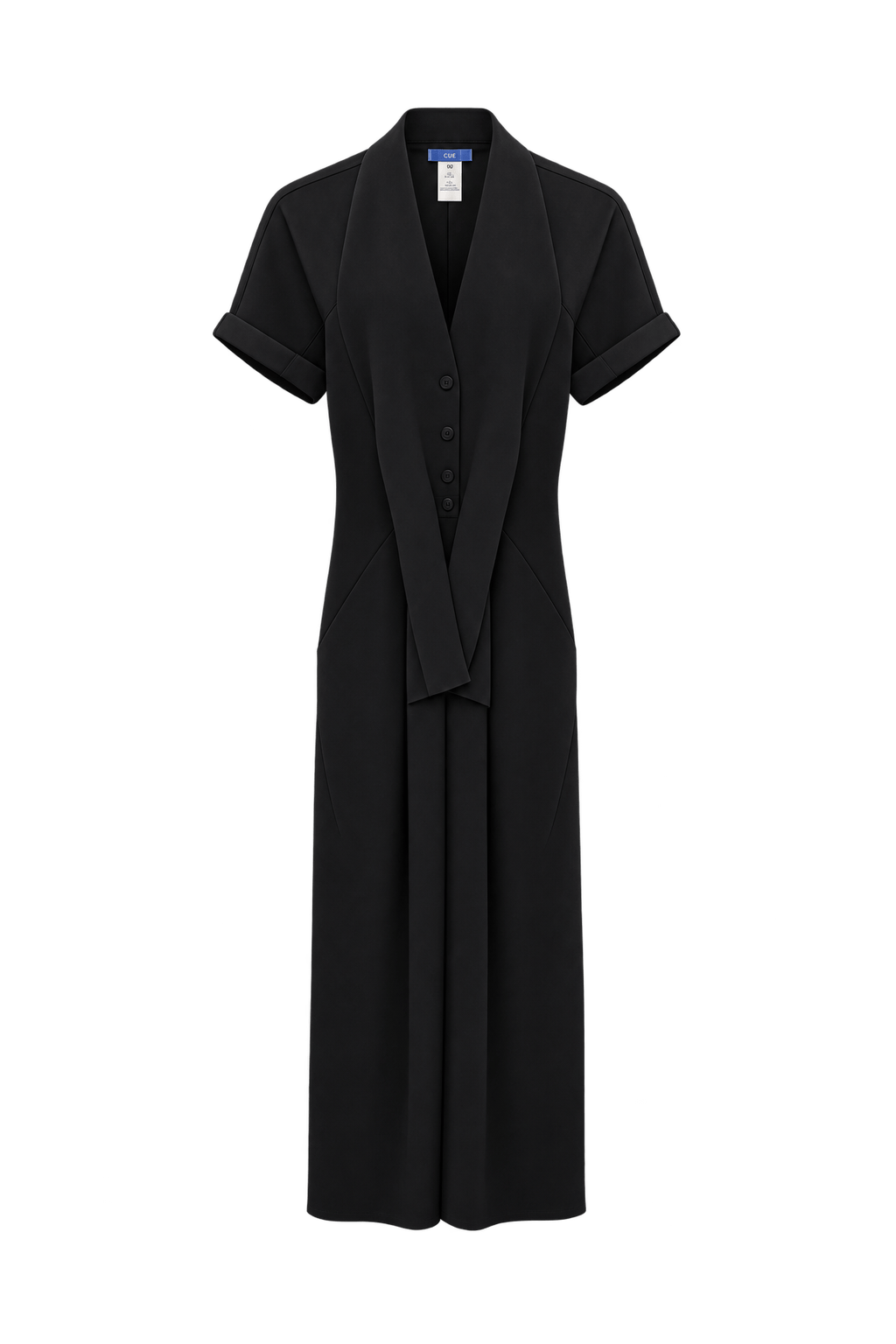 1990s Black Smooth Fabric Jumpsuit - Front View