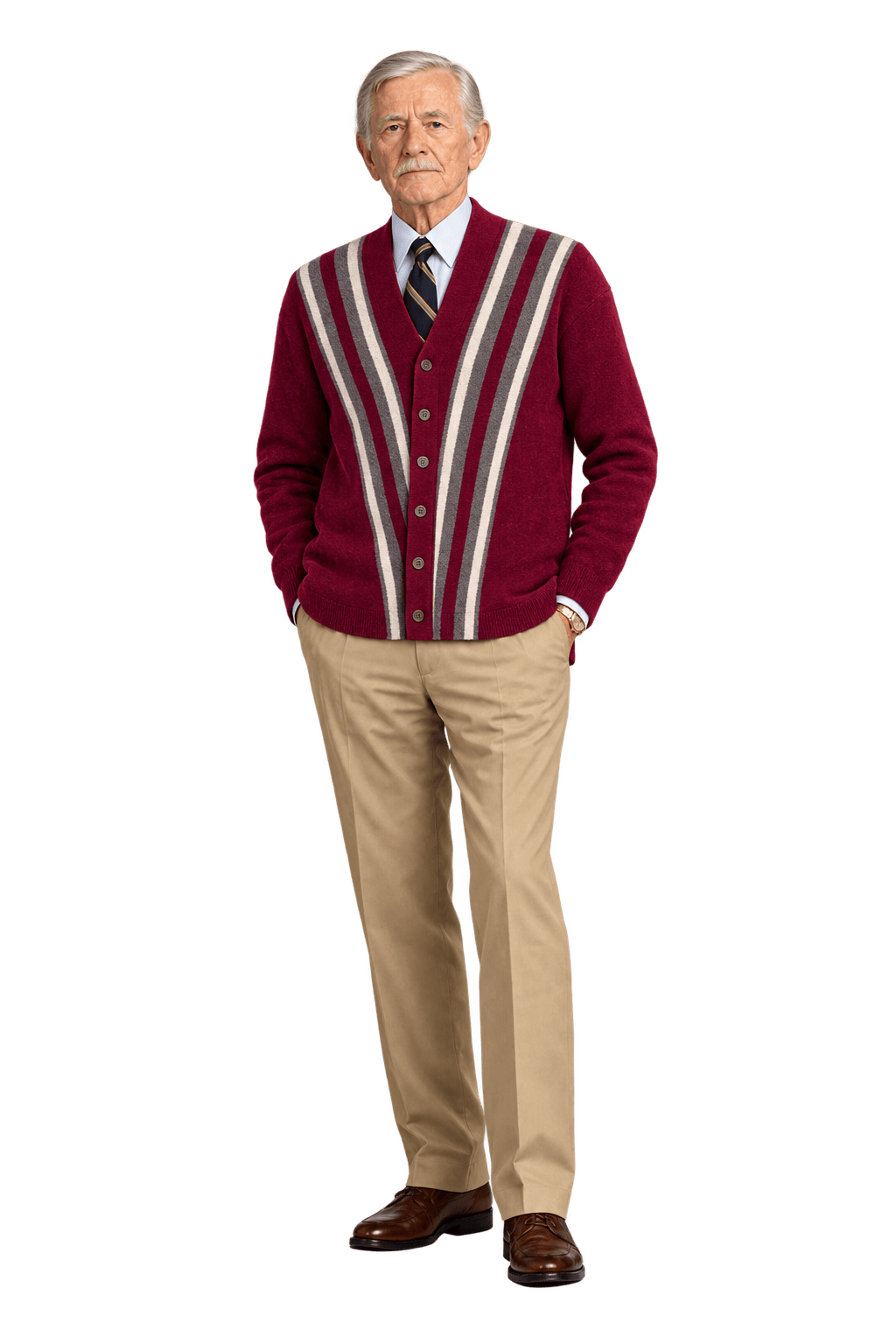 1960s Deep Burgundy Knit Cardigan - Model