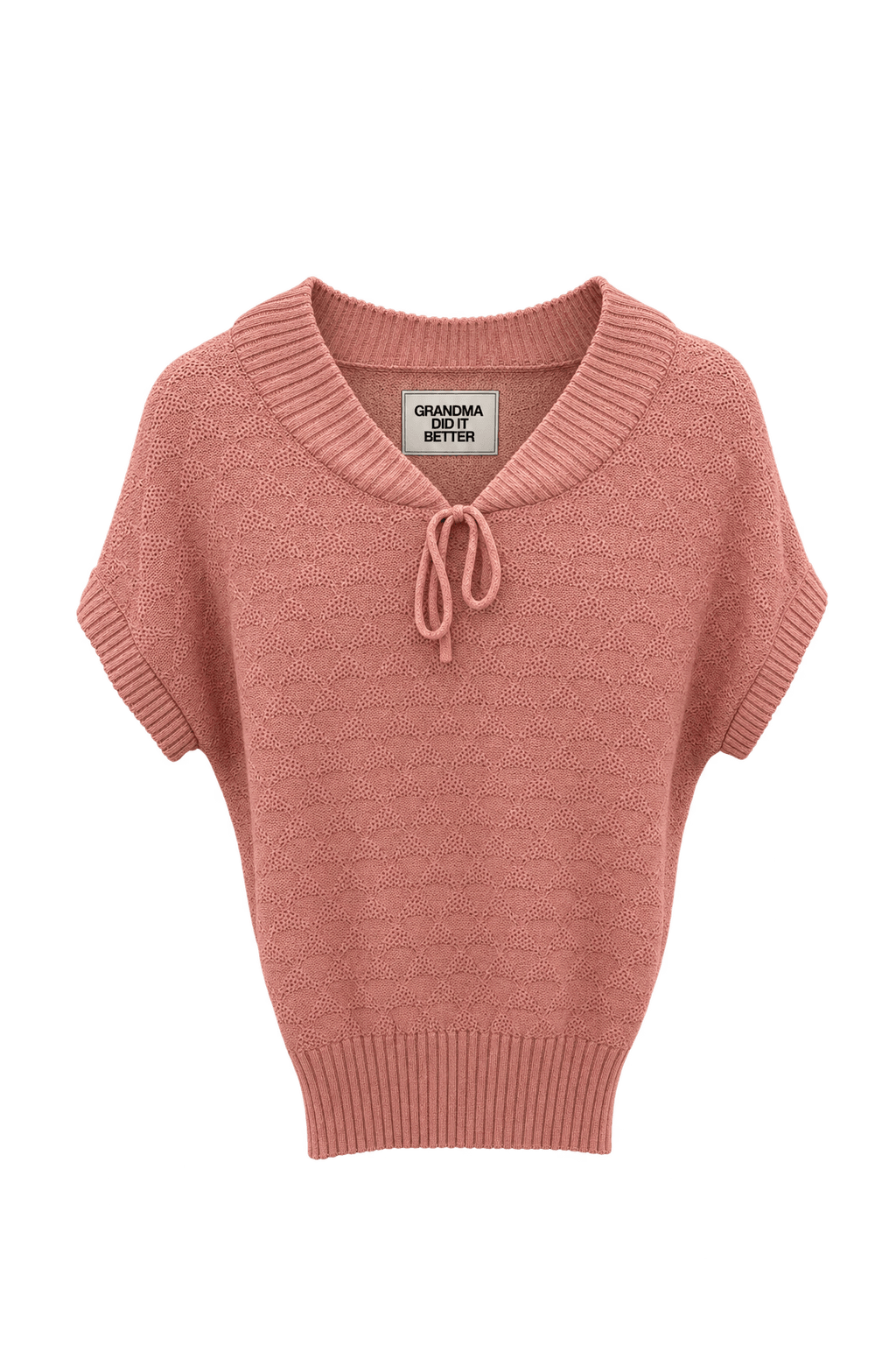 1980s Dusty Peach Pink Unidentified Knit Sweater - Front View
