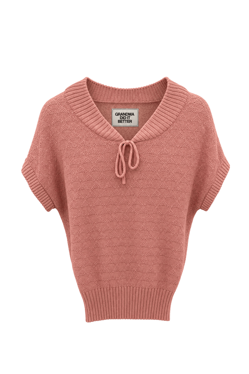 1980s Dusty Peach Pink Unidentified Knit Sweater - Front View