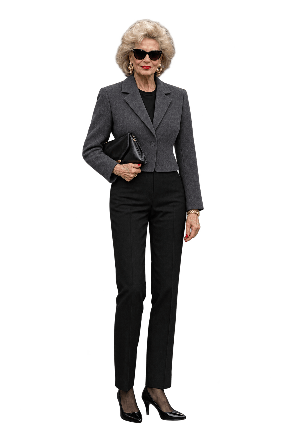 1980s Charcoal Grey Wool Blazer - Model