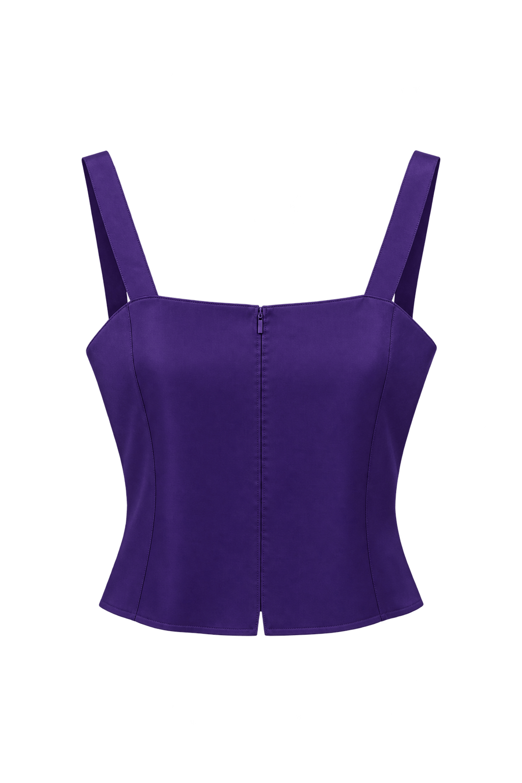 1980s Violet Purple Silk-Like Crop Top - Front View