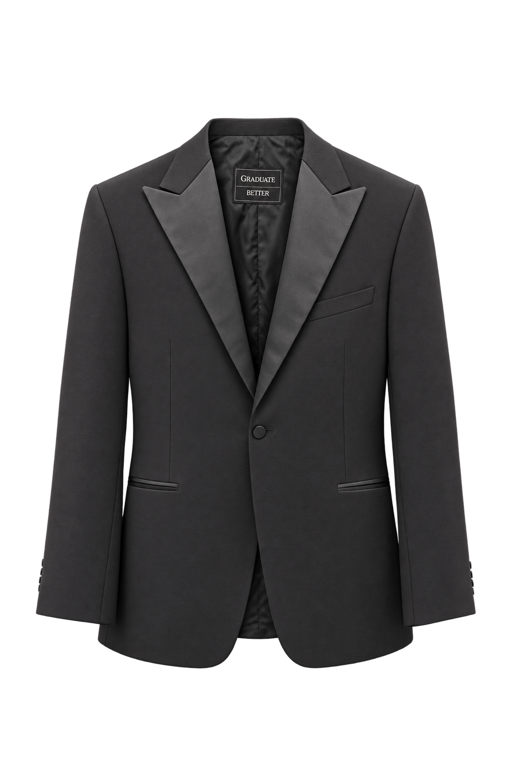 1990s Very Dark Charcoal Woven Blazer - Front View