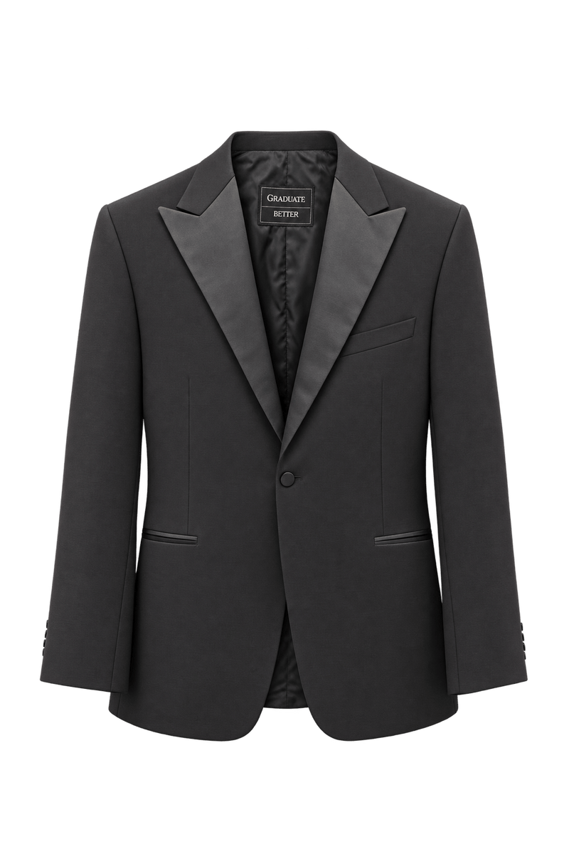 1990s Very Dark Charcoal Woven Blazer - Front View