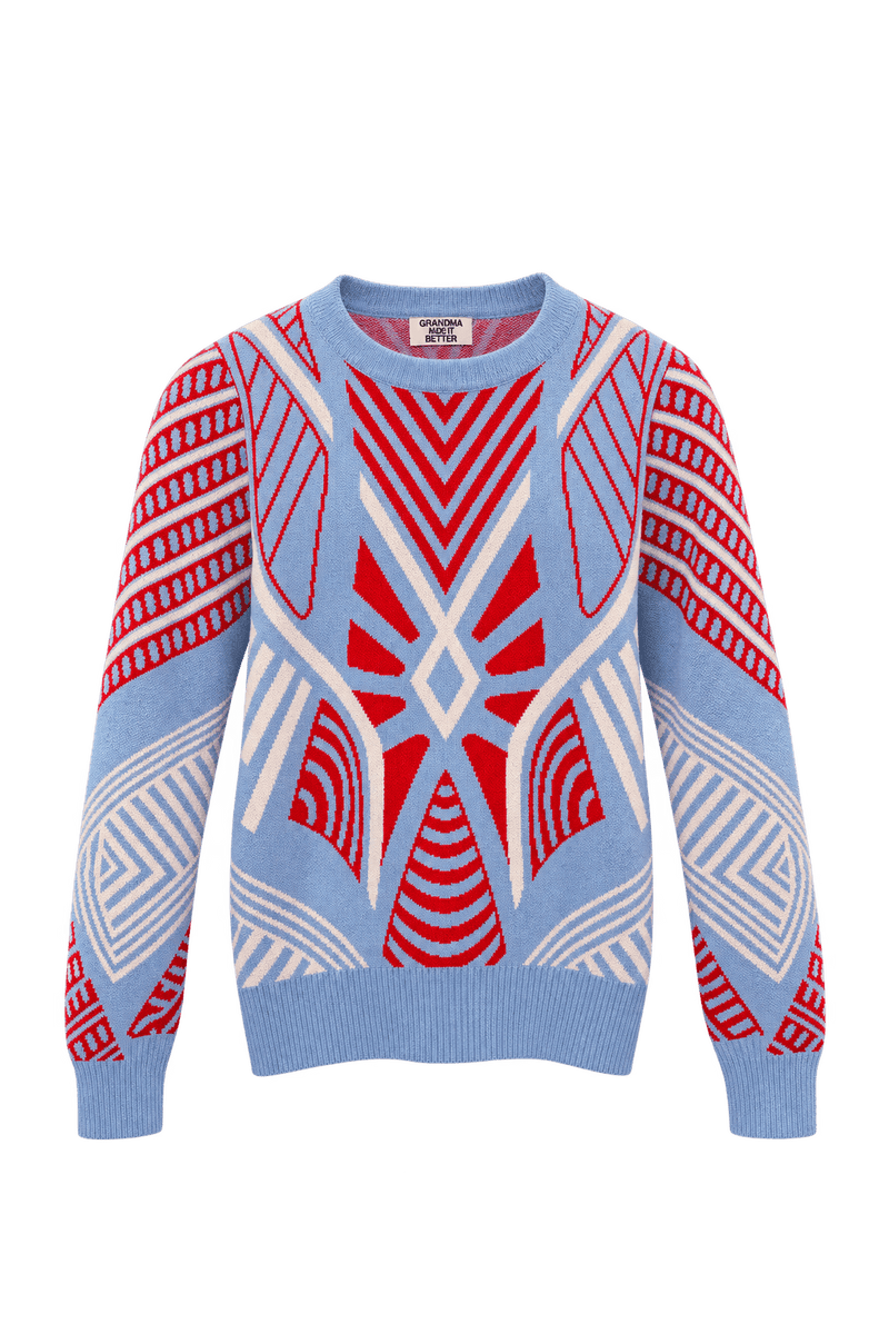 1990s Light Blue Knit Sweater - Front View