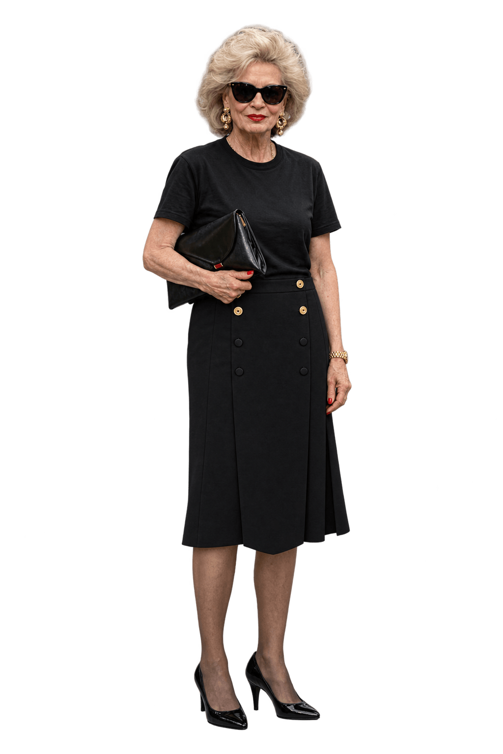 1980s Black Woven Fabric Skirt - Model